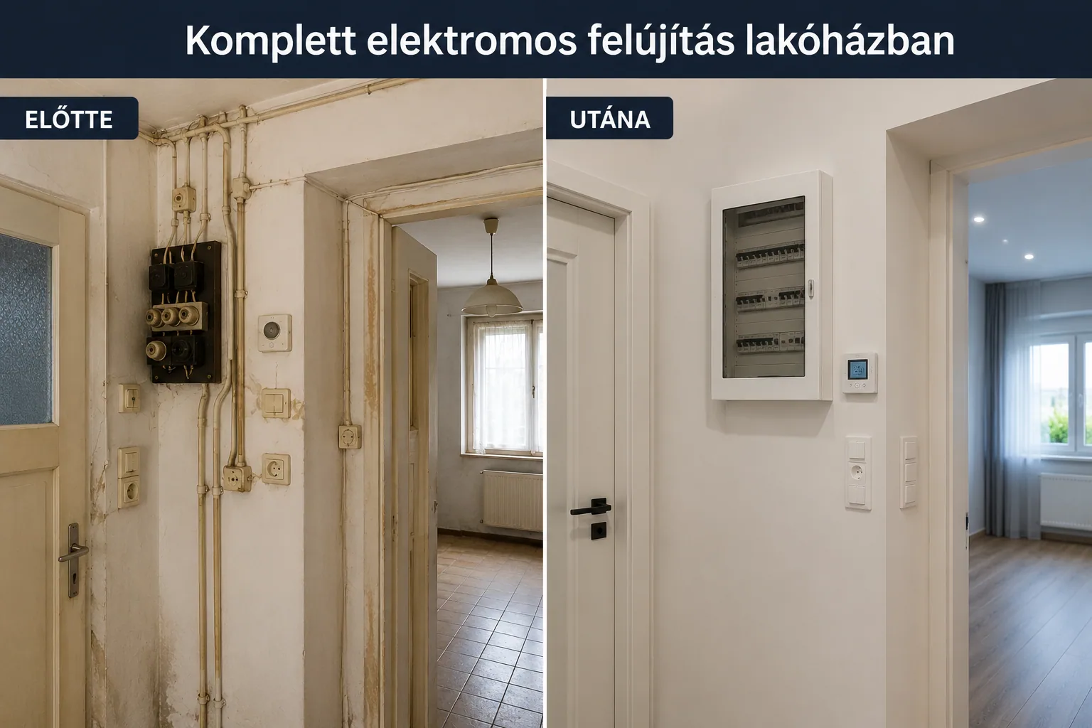 Komplett elektromos felújítás — előtte és utána